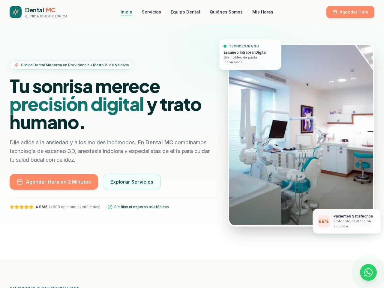Captura del sitio web Clínica Dental — Sitio de Especialidades desarrollado por FuTek Studio